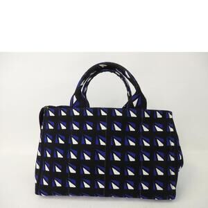 Prada Bag Black Blue White Geometric Canapa